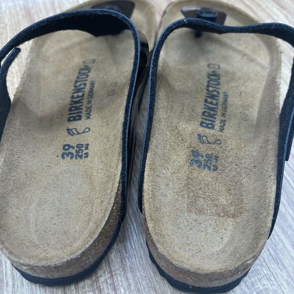 Birkenstock Gizeh Patent Black Birko Flor Patent Women EU 39 Size 8 New Reg Fit - Picture 9 of 9